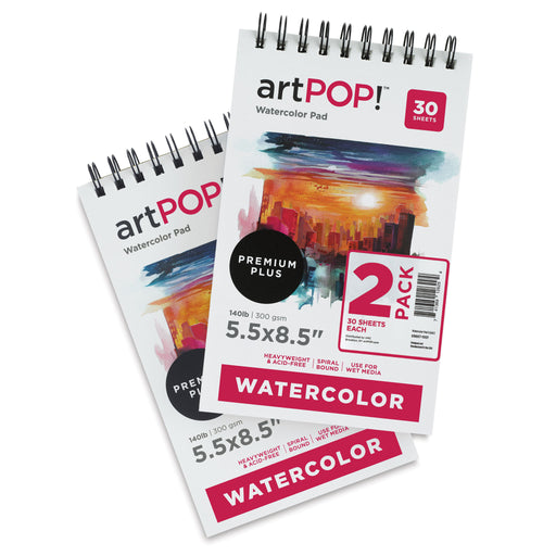 artPOP! Watercolor Spiral Bound Pads - 5-1/2" x 8-1/2", 30 sheets, Pkg of 2 View 1