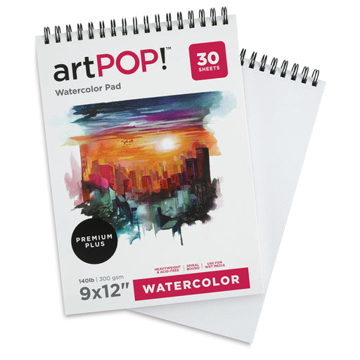 artPOP! Watercolor Spiral Bound Pads - 9" x 12", 30 sheets, Pkg of 2 (One pad open) View 2