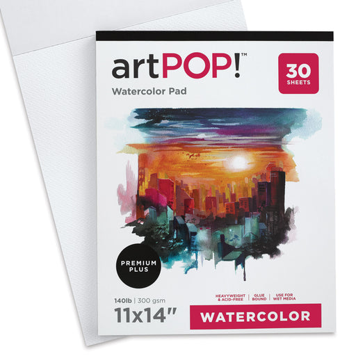 artPOP! Watercolor Pads - 11" x 14", 30 sheets, Pkg of 2 (One pad open) View 2