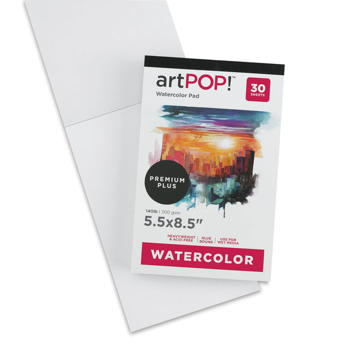 artPOP! Watercolor Pads - 5-1/2" x 8-1/2", 30 sheets, Pkg of 2 (One pad open)