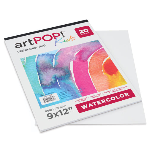 artPOP! Kids Watercolor Pad - 9" x 12" (Two pads, one showing cover and the other showing a sheet) View 1