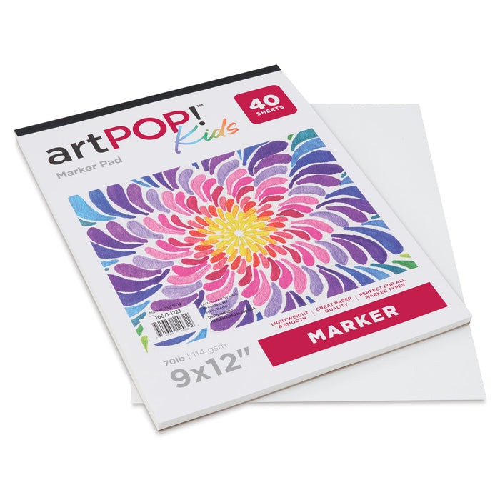 artPOP! Kids Marker Pad - 9" x 12", 40 Sheets (Pad with a sheet removed below it)