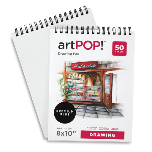 artPOP! Drawing Pads - 8" x 10", Pkg of 2 (one pad has cover flipped back to show paper) View 2