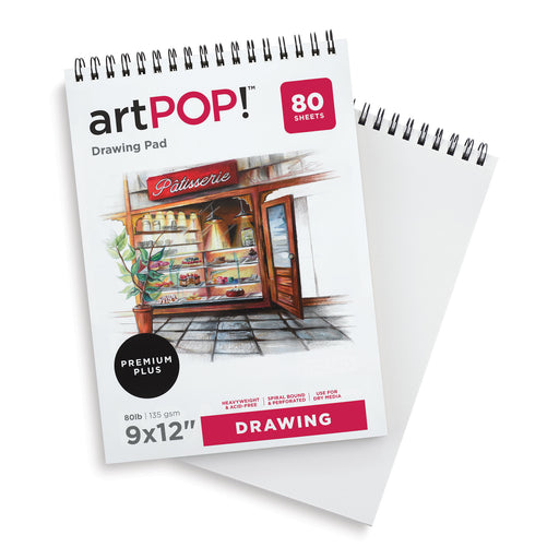 artPOP! Drawing Pads - 9" x 12", Pkg of 2 (one pad has cover flipped back to show paper) View 2