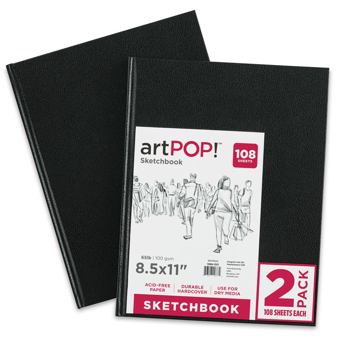 Sketchbook, Hardbound, 8.5 x 11, 110 Sheets - Pack of 2