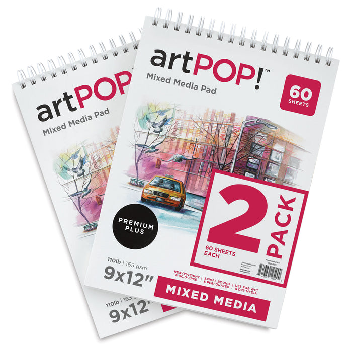 artPOP! Mixed Media Pads - 9" x 12", 60 sheets, Pkg of 2