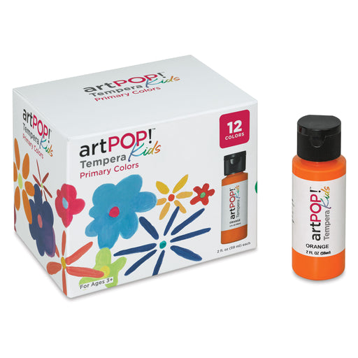 artPOP! Kids Tempera Paint Set - Set of 12 (Orange bottle next to package) View 1