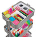 artPOP! 3-Tier Rolling Cart - Gray (Sample art supplies in mesh trays, Angled view)