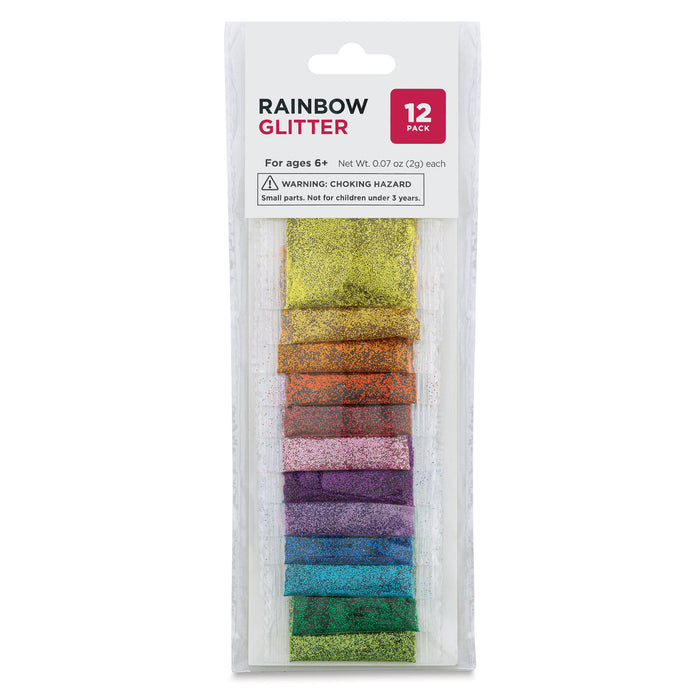 Glitter Packs - Fine, Rainbow, 0.07 oz, Pkg of 12 (In package)