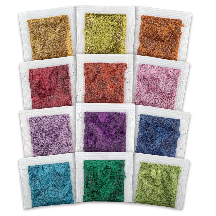 Glitter Packs - Fine, Rainbow, 0.07 oz, Pkg of 12