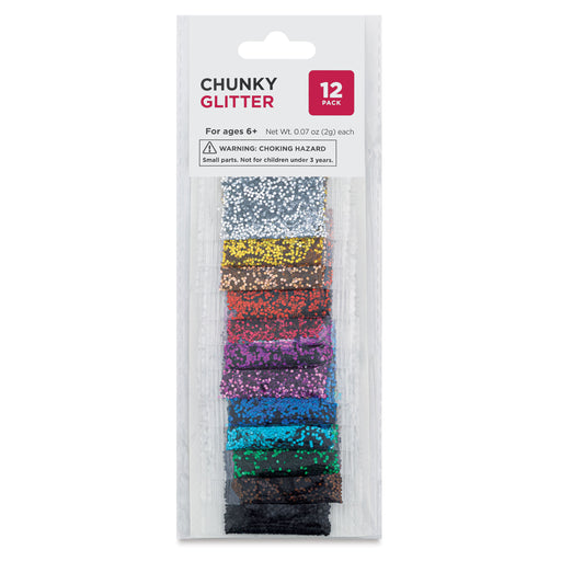 Glitter Packs - Chunky, Assorted Colors, 0.07 oz, Pkg of 12 (In package) View 2