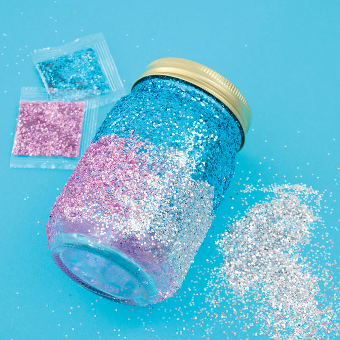 Glitter Packs - Chunky, Assorted Colors, 0.07 oz, Pkg of 12 (Glitter on mason jar)