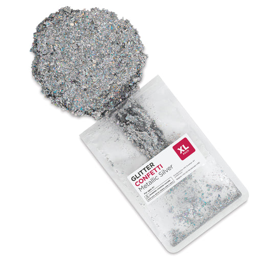 Glitter Confetti - Silver, 0.88 oz (Spilling out of package) View 1