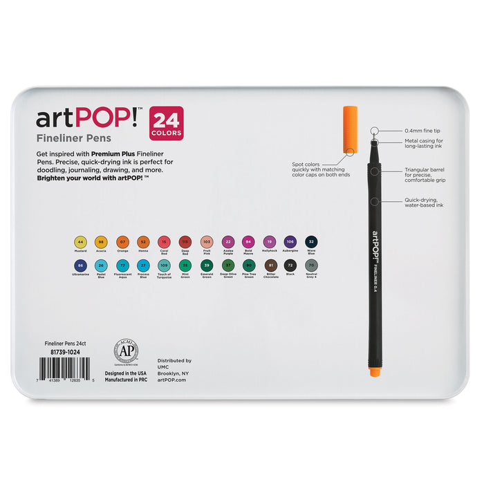 artPOP! Fineliner Pens - Set of 24 (back of package)