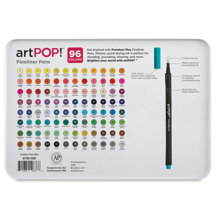 artPOP! Fineliner Pens - Set of 96 (back of package)