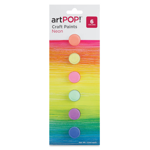 artPOP! Craft Paint Set - Set of 6, Neon Colors, 2.5 ml (Front of packaging) View 2