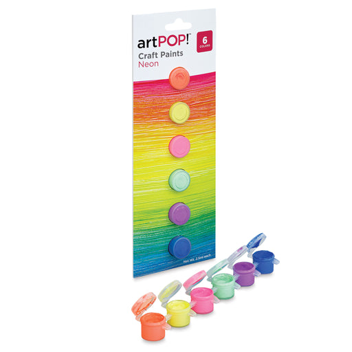 artPOP! Craft Paint Set - Set of 6, Neon Colors, 2.5 ml (Paint pots in and out of packaging) View 1