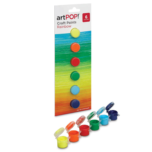 artPOP! Craft Paint Set - Set of 6, Rainbow Colors, 2.5 ml (Paint pots in and out of packaging) View 1