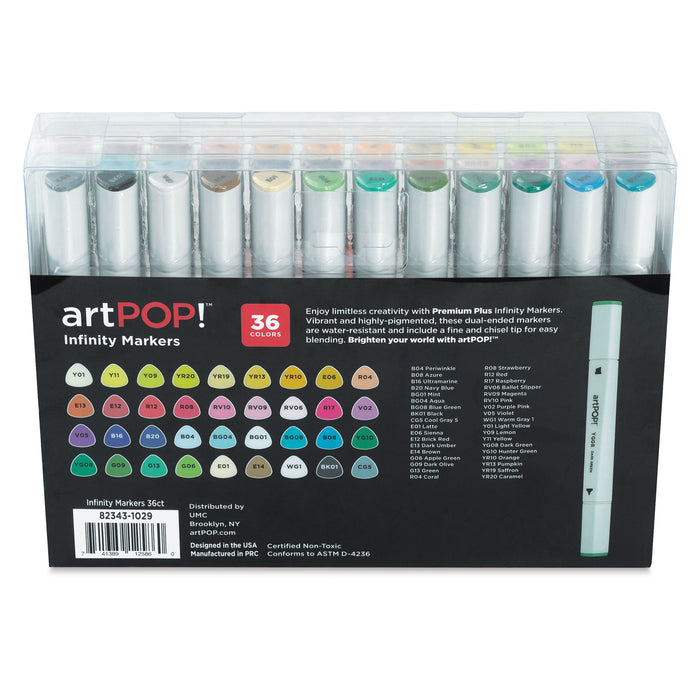 artPOP! Infinity Art Markers - Set of 36 (Back of package)