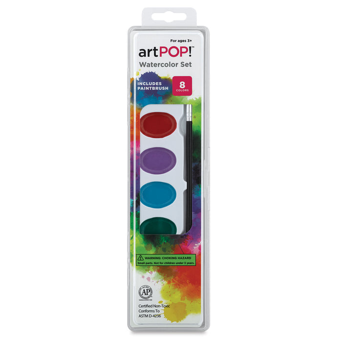 artPOP! Watercolor Pan Set - Oval Pan, Set of 8 (Front of packaging)