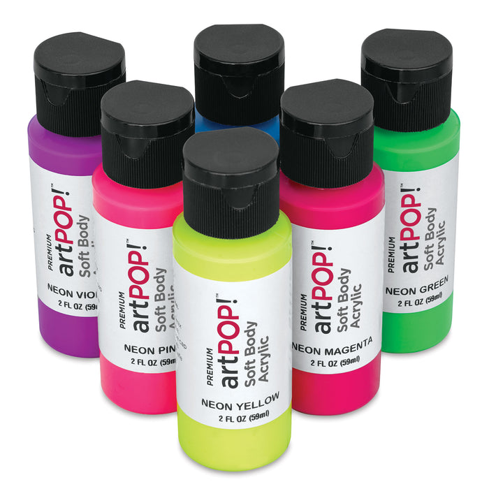 artPOP! Craft Paint Set - Set of 6, Neon Colors, 2.5 ml
