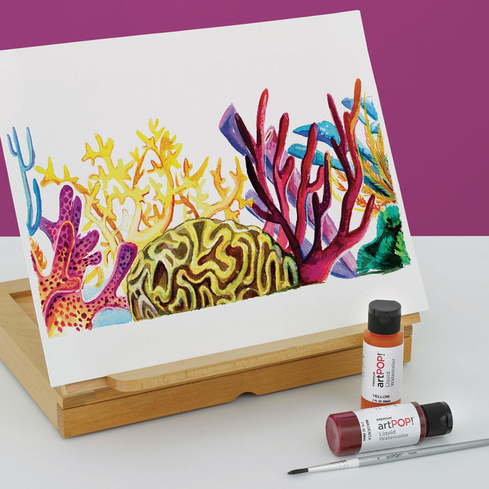 artPOP! Liquid Watercolor Sets - Set of 12, Primary Colors (Finished coral painting)
