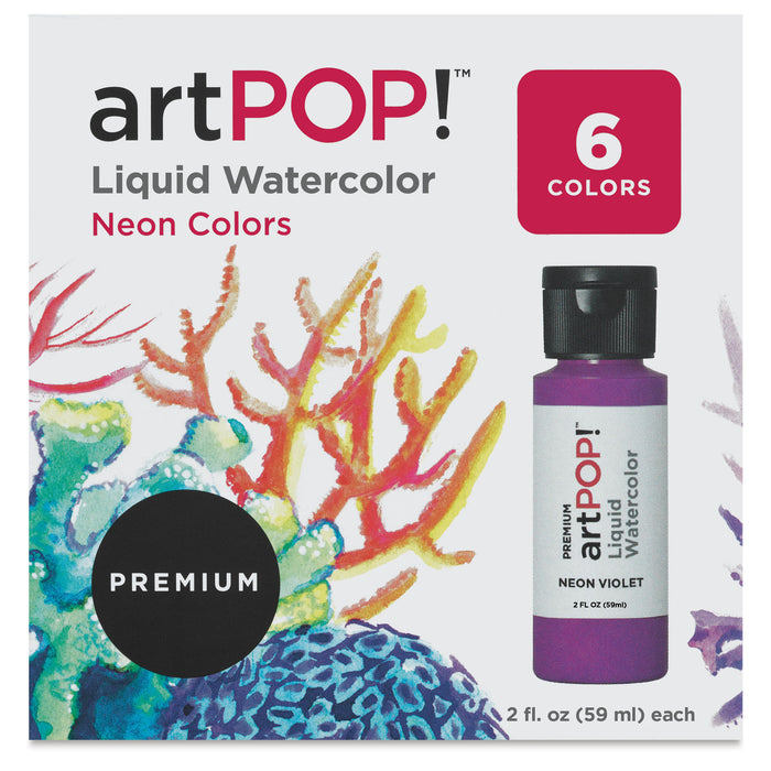 artPOP! Liquid Watercolor Sets - Set of 6, Neon Colors, 2 oz  (Front of packaging)