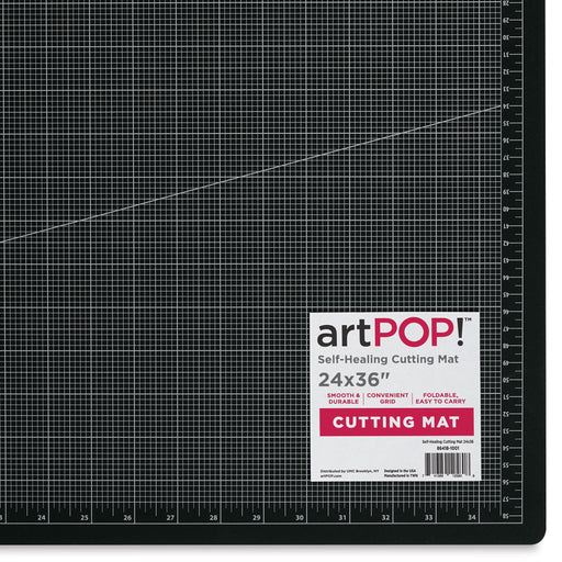 artPOP! Self-Healing Cutting Mat - 24" x 36", Foldable (Close-up of bottom right corner and label) View 2