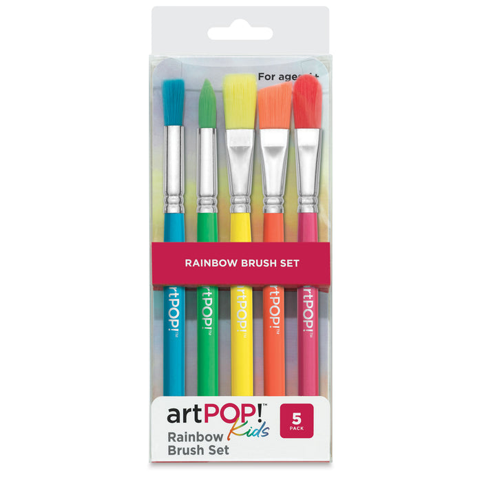 Tallon 5-Piece Kids Paint Brush Set – Assorted Sizes Flat Brushes For Art Craft