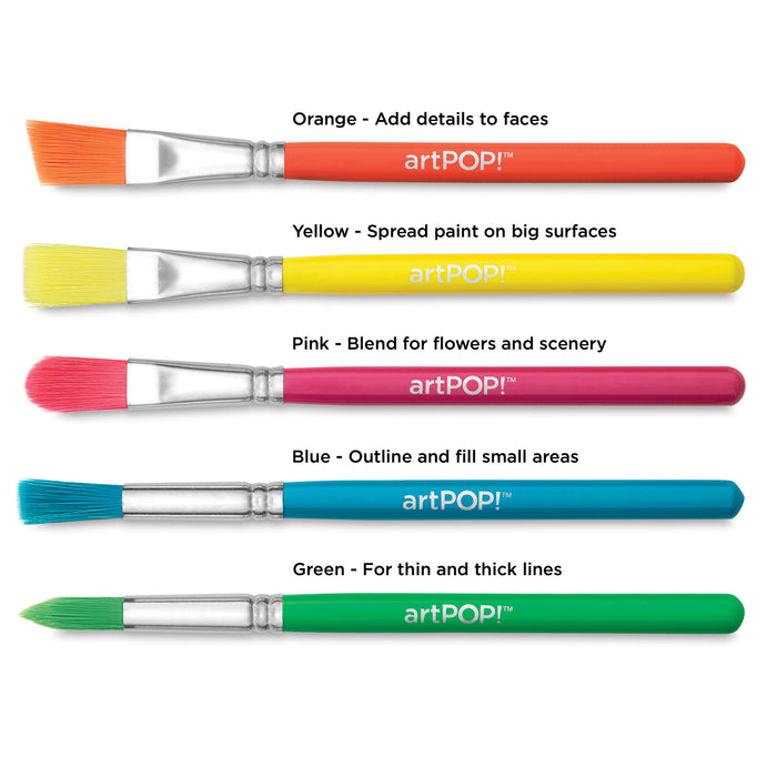 artPOP! Kids Rainbow Brush Set (Brush uses explained with color coding)