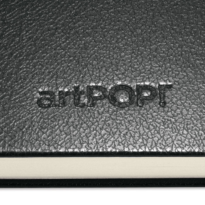 artPOP! Stitched Hardbound Sketchbook (Close-up of artPOP! branding)
